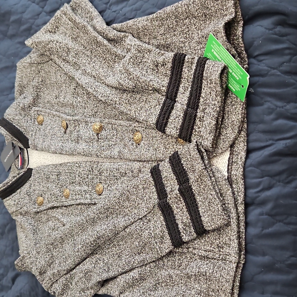 NWT Tommy Hilfiger Classic Open-Front Military Band Jacket Women’s Medium Grey - Picture 12 of 12